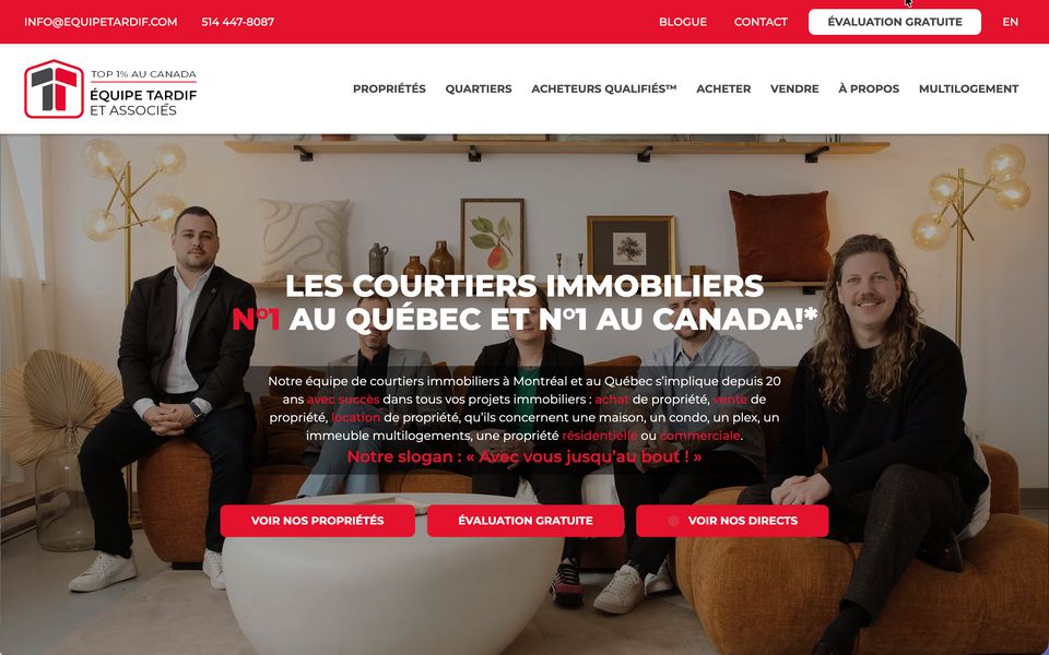 Aperçu du site L'Équipe Tardif — Royal LePage Altitude
