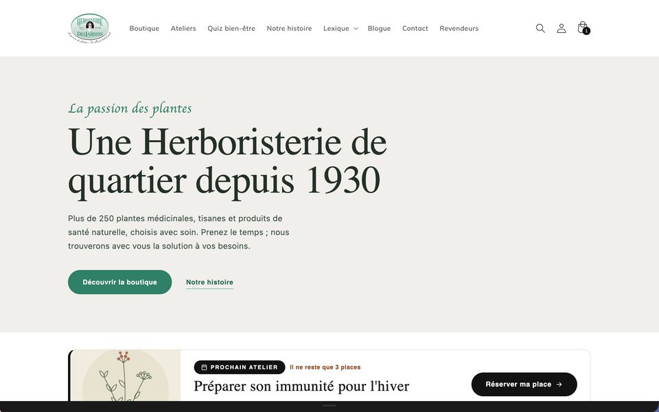 Aperçu du site L'Herboristerie Desjardins